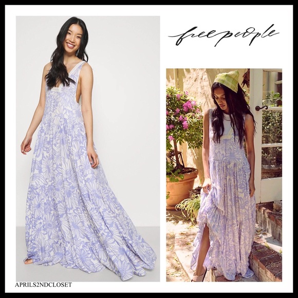 FREE PEOPLE BOHO FLOWY MAXI DRESS BOHEMIAN FLORAL SLEEVELESS V-NECK DRESS A2C - Picture 16 of 16